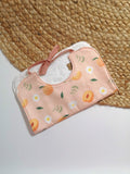 Bavoir bébé coton bio - Motif Pêches & Pâquerettes