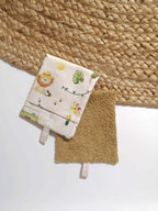 Gants de toilette enfant en coton bio - Motif Mini Safari