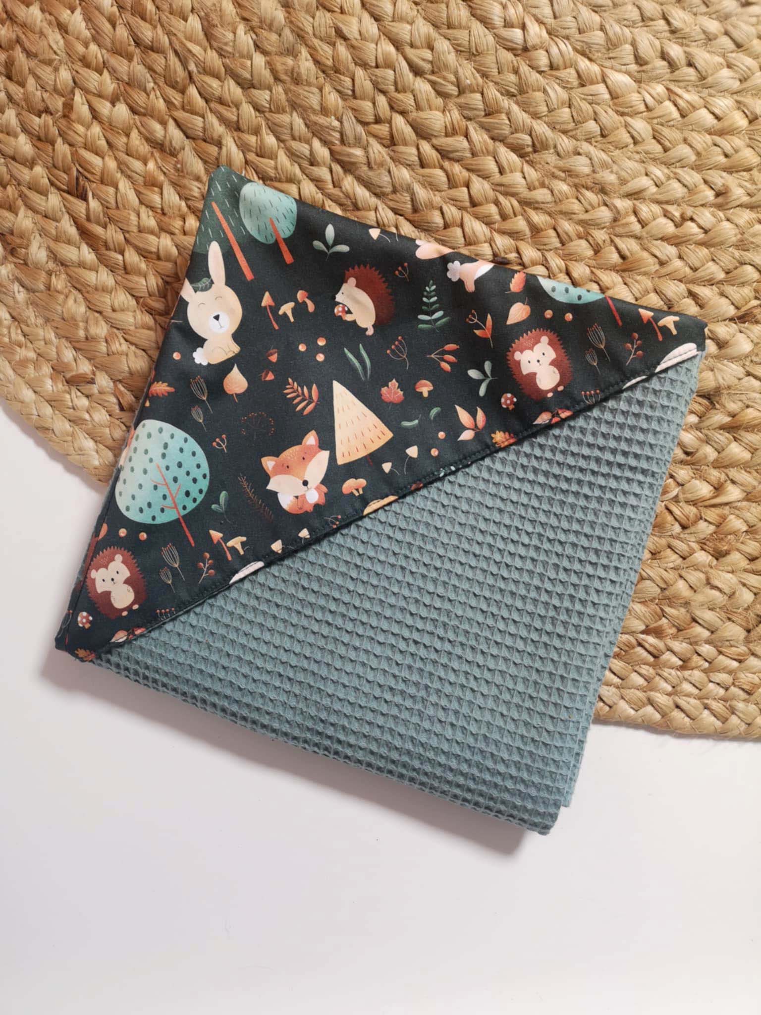 Cape de bain bébé en coton nid d'abeille - motif Woodland